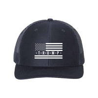 Trump Flag Snapback Trucker Hat with White American Flag