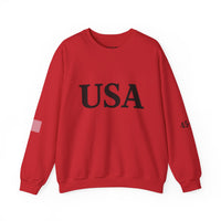 USA Trump 45-47 & American Flag on Sleeves Heavy Blend Crewneck Sweatshirt/Sweater