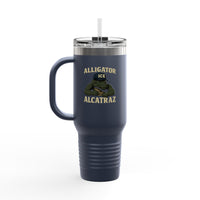 Alligator Alcatraz Gator wearing ICE hat on 40oz Insulated Travel Mug
