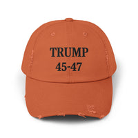 Trump 45-47 Distressed Hat Vintage Worn Tattered Design