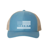 Trump Flag Snapback Trucker Hat with White American Flag