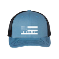 Trump Flag Snapback Trucker Hat with White American Flag