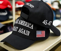 Trump 2024 Make America Great Again Hat with Big Letters Black MAGA 45-47 Side