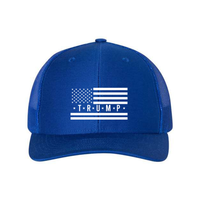 Trump Flag Snapback Trucker Hat with White American Flag