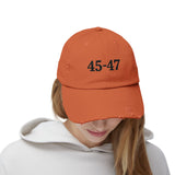 Trump 45-47 Distressed Hat Vintage-Style MAGA Cap with DTG Printing