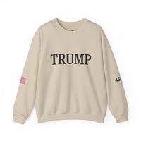 Trump 45-47 & American Flag on Sleeves Heavy Blend Crewneck Sweatshirt/Sweater