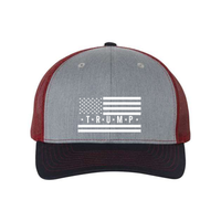 Trump Flag Snapback Trucker Hat with White American Flag
