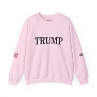 Trump 45-47 & American Flag on Sleeves Heavy Blend Crewneck Sweatshirt/Sweater
