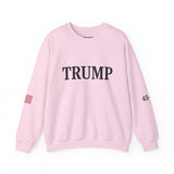 Trump 45-47 & American Flag on Sleeves Heavy Blend Crewneck Sweatshirt/Sweater