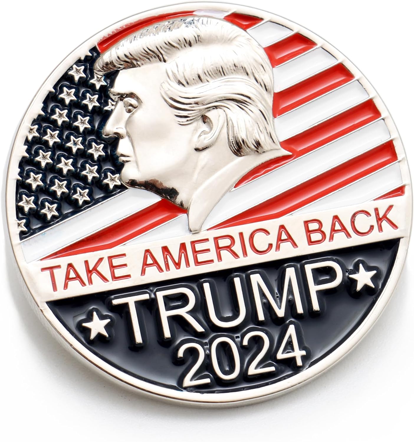 Trump 2024 Campaign Lapel Pin - Enamel Election Pin With Slogan, 1.4" Metal Brooch For Hat Or Jacket