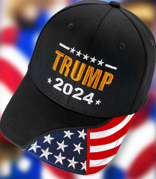 Trump 2024 Hat Black w/ Orange Embroider Adjustable