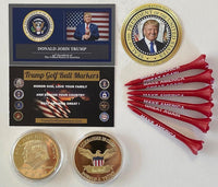 Trump Golf Ball Marker & Tee Set.Seal of The President USA. + 1 Decal