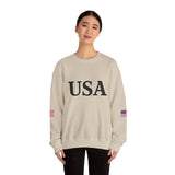 USA Sweatshirt/Sweater American Flag on Sleeves Heavy Blend Crewneck
