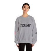 Trump 45-47 & American Flag on Sleeves Heavy Blend Crewneck Sweatshirt/Sweater