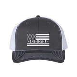 Trump Flag Snapback Trucker Hat with White American Flag