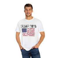 Tattered Design - Trump 2028 White T-Shirt w American Flag