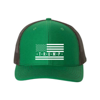 Trump Flag Snapback Trucker Hat with White American Flag