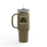 Alligator Alcatraz Gator wearing ICE hat on 40oz Insulated Travel Mug