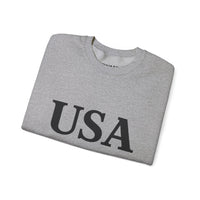 USA Trump 45-47 & American Flag on Sleeves Heavy Blend Crewneck Sweatshirt/Sweater