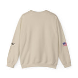Trump Was Right About Everything 45-47 & American Flag on Sleeves Heavy Blend Crewneck Sweatshirt/Sweater