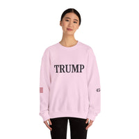 Trump 45-47 & American Flag on Sleeves Heavy Blend Crewneck Sweatshirt/Sweater