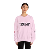 Trump 45-47 & American Flag on Sleeves Heavy Blend Crewneck Sweatshirt/Sweater