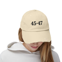 Trump 45-47 Distressed Hat Vintage-Style MAGA Cap with DTG Printing