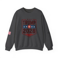 Trump 2028 American Flag & 45-47 on Sleeves Heavy Blend Crewneck Sweatshirt/Sweater