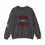 Trump 2028 American Flag & 45-47 on Sleeves Heavy Blend Crewneck Sweatshirt/Sweater