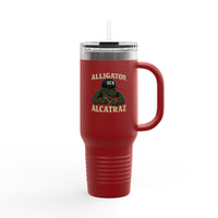 Alligator Alcatraz Gator wearing ICE hat on 40oz Insulated Travel Mug
