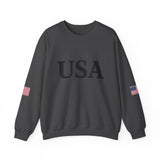 USA Sweatshirt/Sweater American Flag on Sleeves Heavy Blend Crewneck