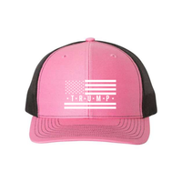 Trump Flag Snapback Trucker Hat with White American Flag