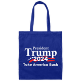 President Trump 2024 Take America Back Canvas Tote Bag