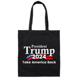 President Trump 2024 Take America Back Canvas Tote Bag