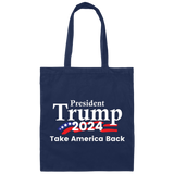 President Trump 2024 Take America Back Canvas Tote Bag