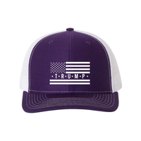 Trump Flag Snapback Trucker Hat with White American Flag
