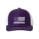 Trump Flag Snapback Trucker Hat with White American Flag