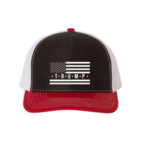 Trump Flag Snapback Trucker Hat with White American Flag