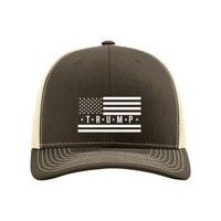 Trump Flag Snapback Trucker Hat with White American Flag