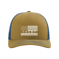 Trump Flag Snapback Trucker Hat with White American Flag