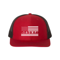 Trump Flag Snapback Trucker Hat with White American Flag