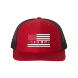 Trump Flag Snapback Trucker Hat with White American Flag