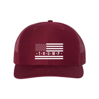 Trump Flag Snapback Trucker Hat with White American Flag