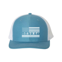 Trump Flag Snapback Trucker Hat with White American Flag