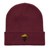 maroon punisher Organic ribbed beanie