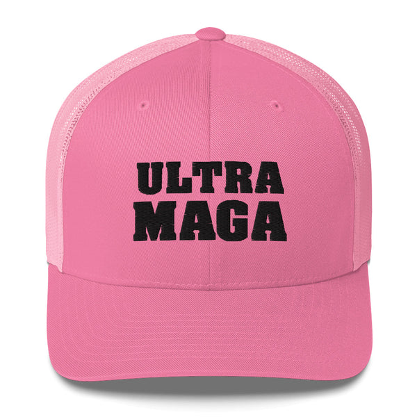 Embroidered Ultra MAGA Trucker Cap Pink or White