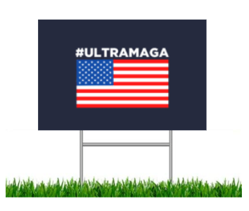 #ULTRAMAGA - American Flag Lawn Sign - Donald Trump 2024 Yard Sign w/ Stake