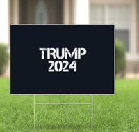 Black Trump 2024 Stencil Military Cargo Font - Election 2024 Yard Sign w/ Stake