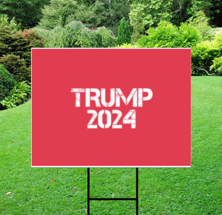 Red Trump 2024 Stencil Military Cargo Font - Election 2024 Yard Sign w/ Stake