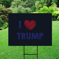 Black I Heart Trump - Election 2024 Yard Sign w/ Stake